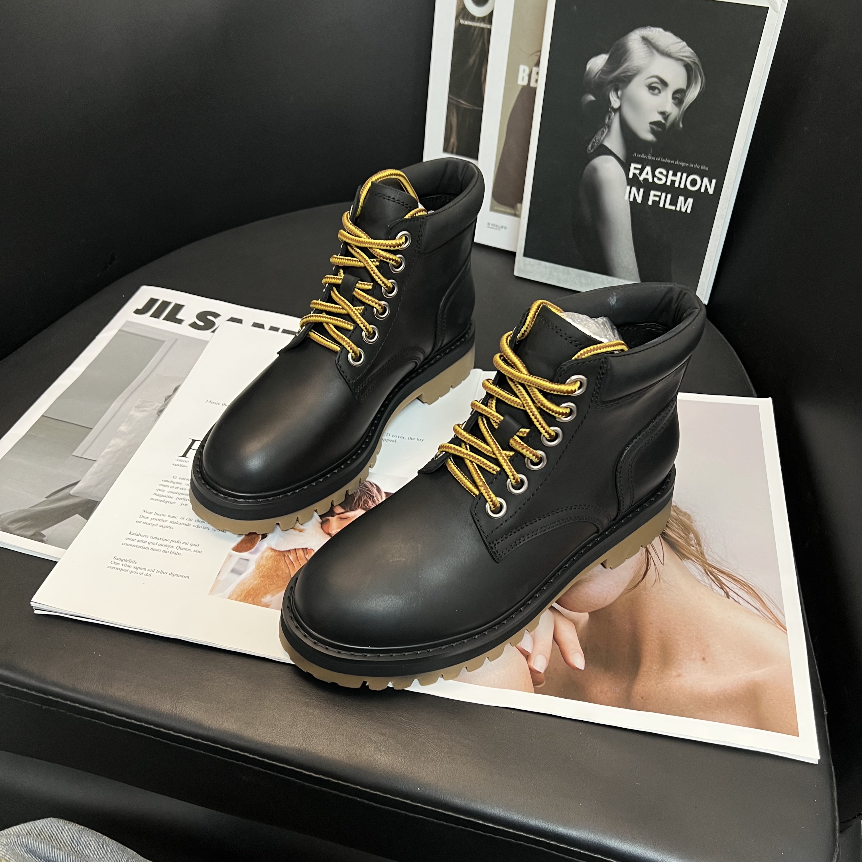 陈老板-马皮3公分/复古高奢水洗圆头短靴女鞋百搭秋冬靴子79-10