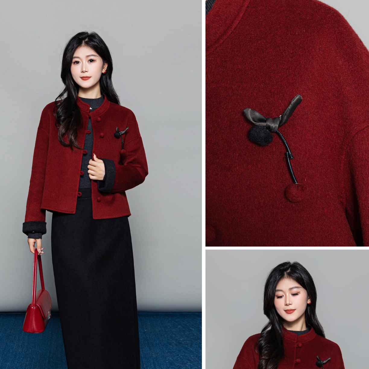 武冈她之蝶25冬外套 2254065款时尚毛呢外套