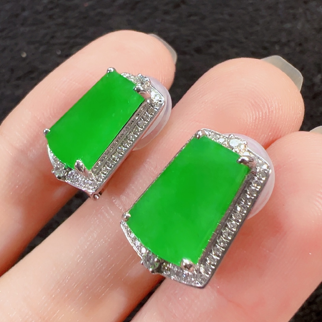 糖***糖翡翠18K金镶嵌耳饰【新款】签收后24小时鉴赏期