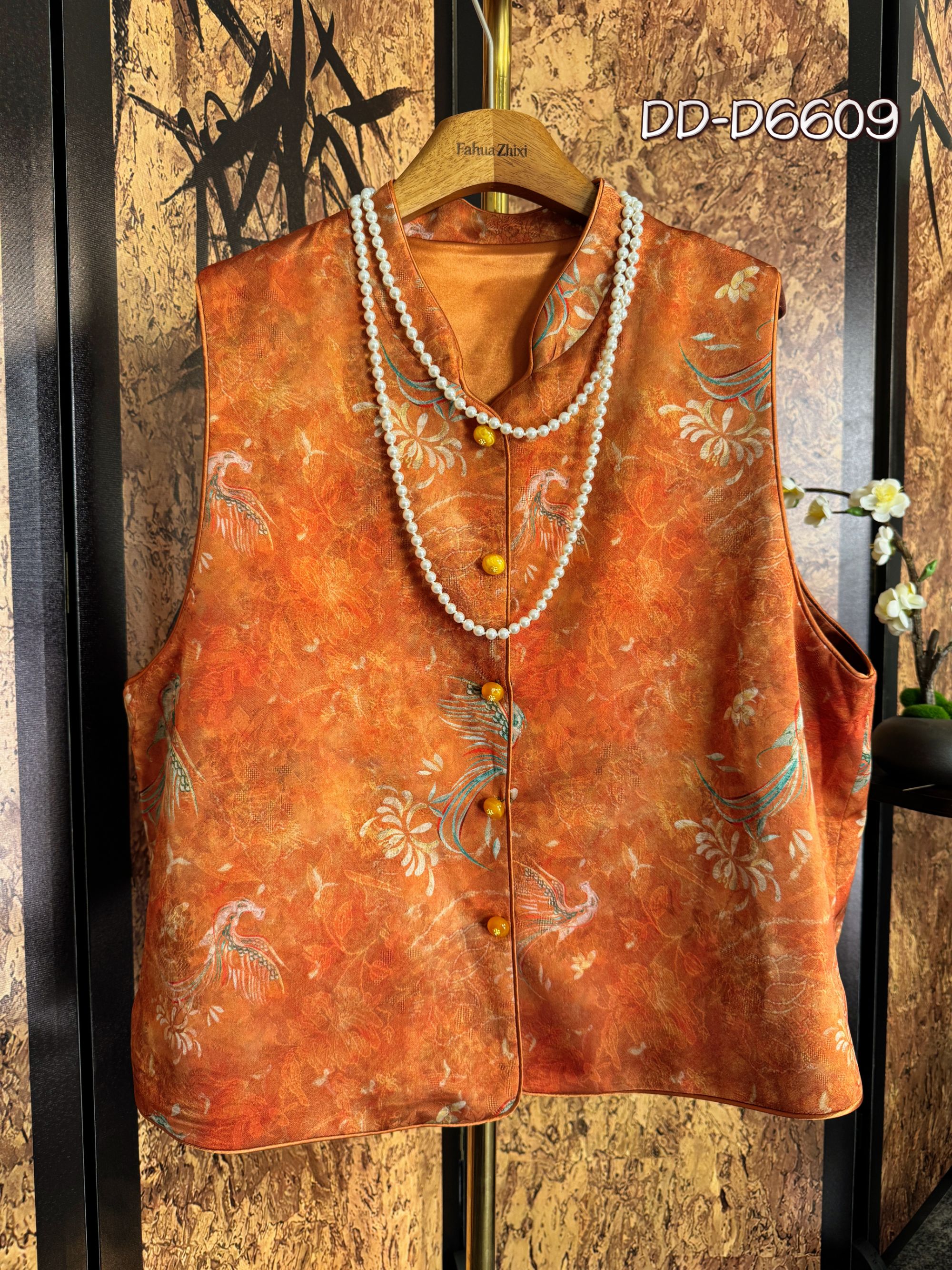 【锦华】薄款常规刺绣凤凰于飞春季马夹提花复古