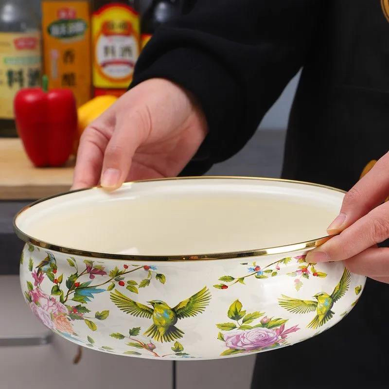 20公分珐琅搪瓷包边如意元宝盆   鸟语花香1个