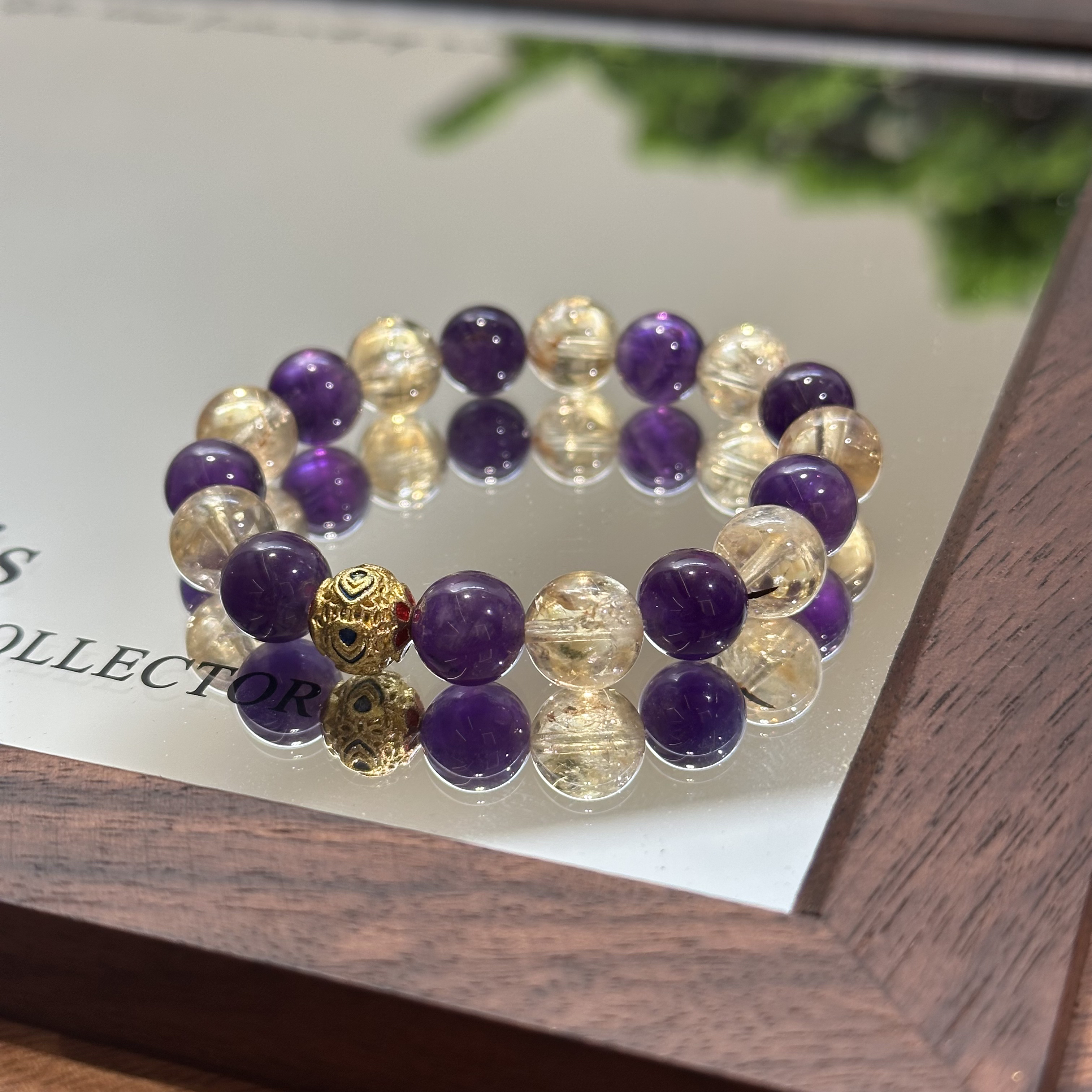 【瑶光仙紫】10mm紫水晶+10mm黄塔晶（原创设计）