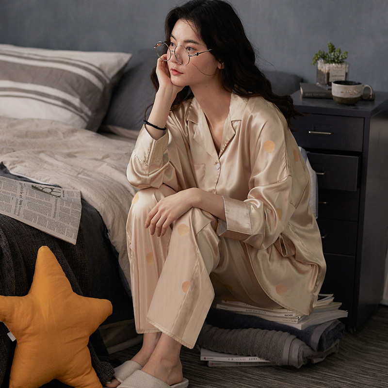 睡衣女款春款冰丝睡衣家居服2025年新款高级感冰丝长袖可外穿