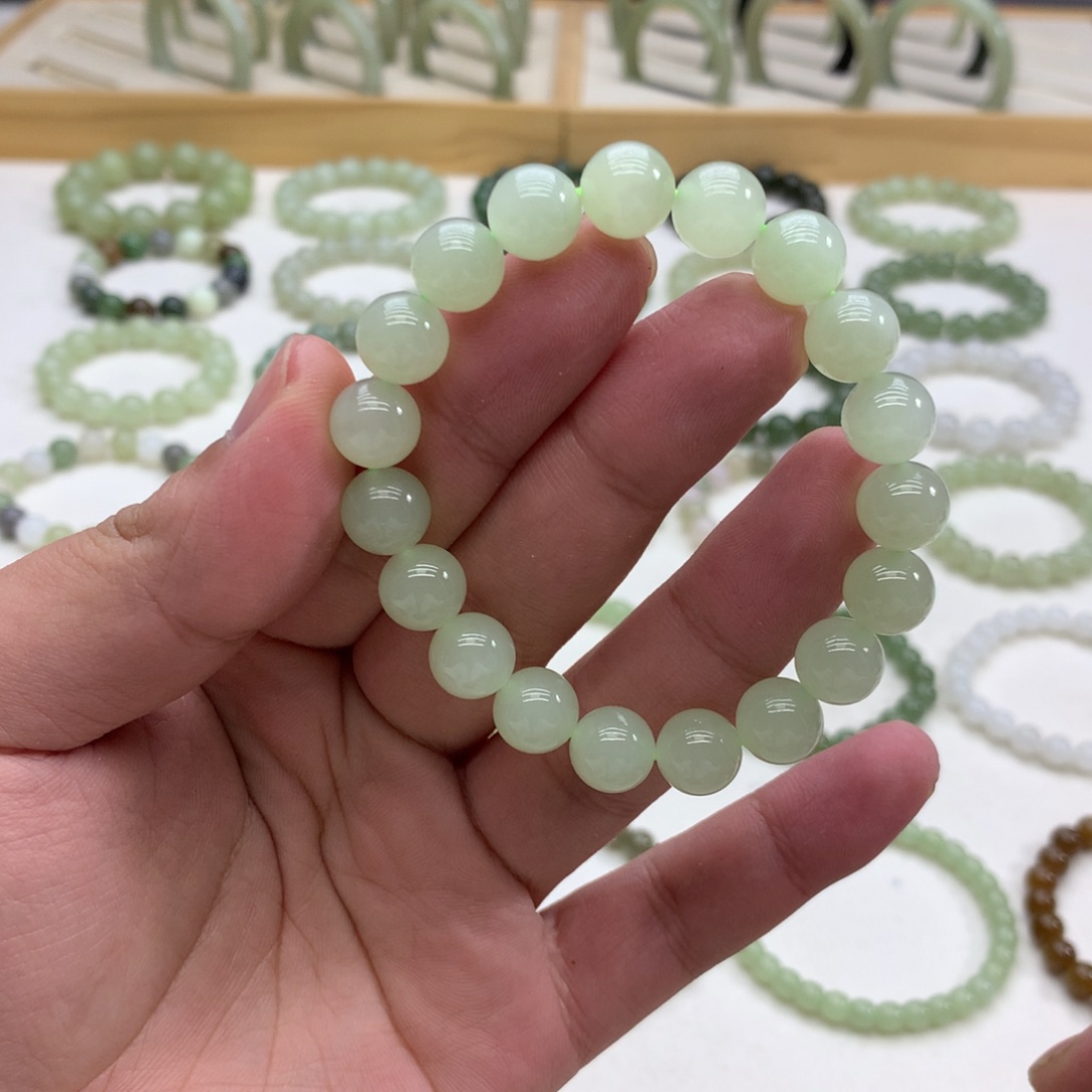 和田玉手串（冰晴水10）未镶嵌