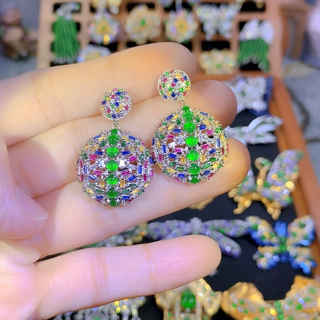 吊坠(不含链)银S925镶嵌翡翠