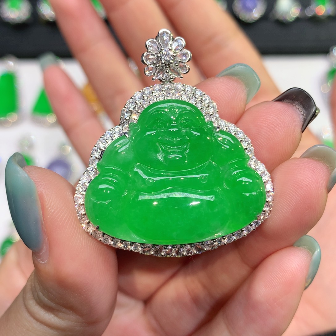 丁***宝翡翠18K金镶嵌吊坠(不含链)