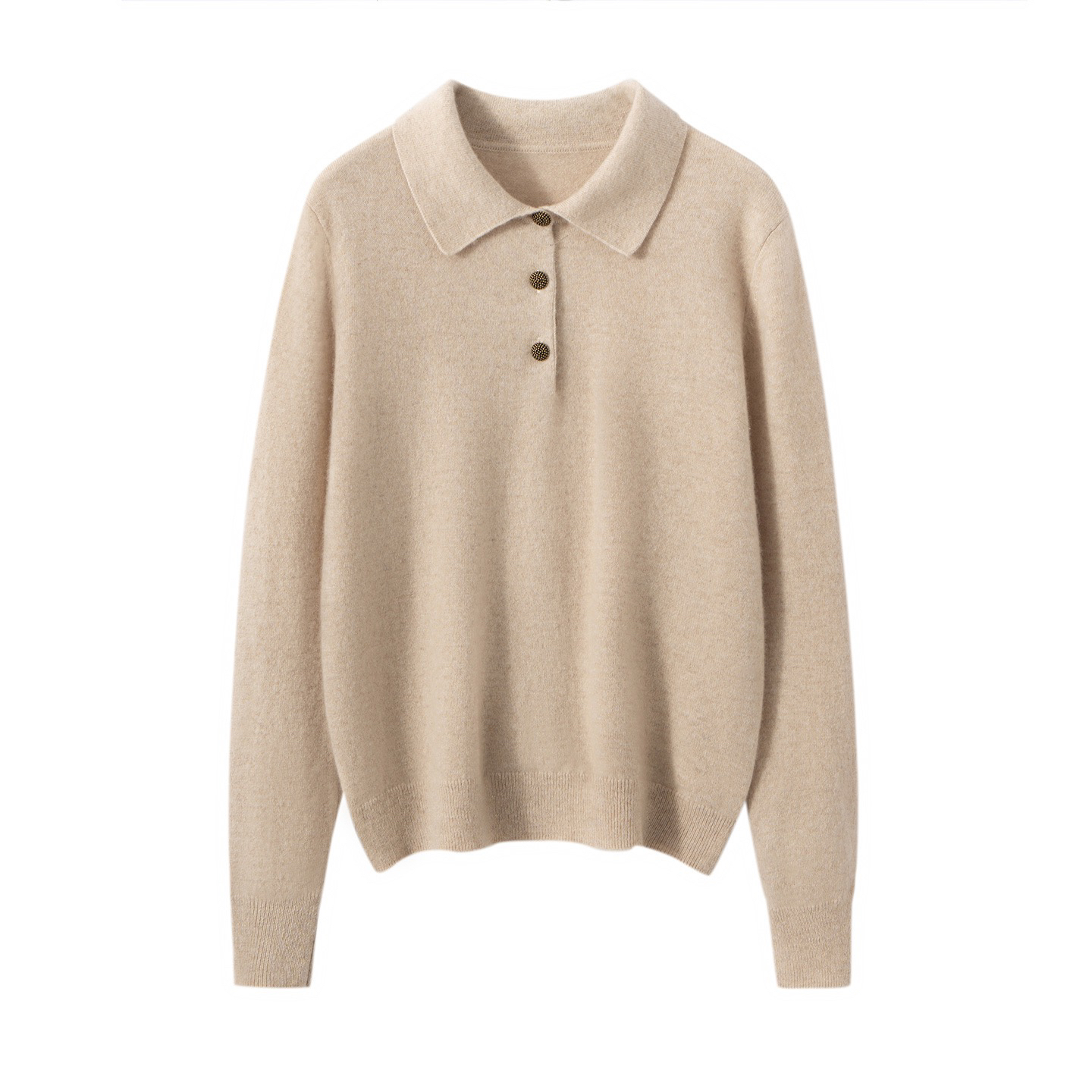 【100%山羊绒】女士秋冬新款POLO领宽松显瘦针织长袖内搭打底