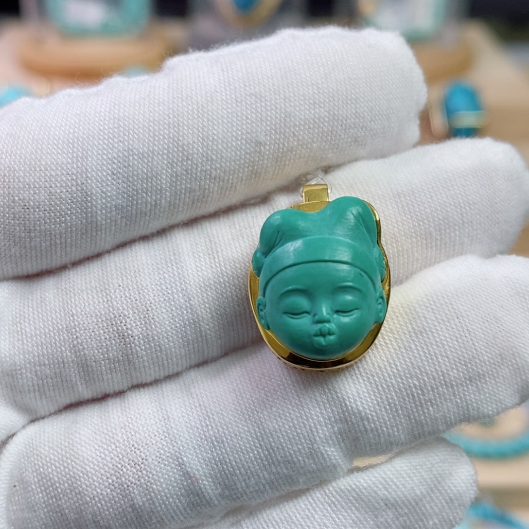 绿松石18K金镶嵌珠宝奇石