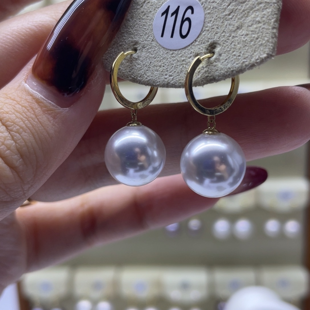 淡水珍珠耳饰18K金镶嵌