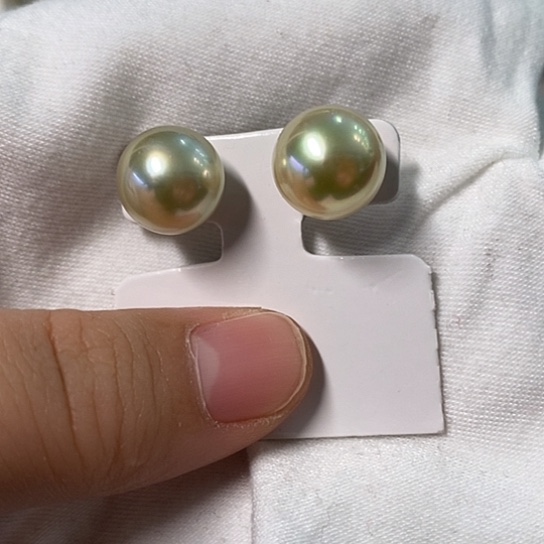 海水珍珠耳饰银S925镶嵌12.3