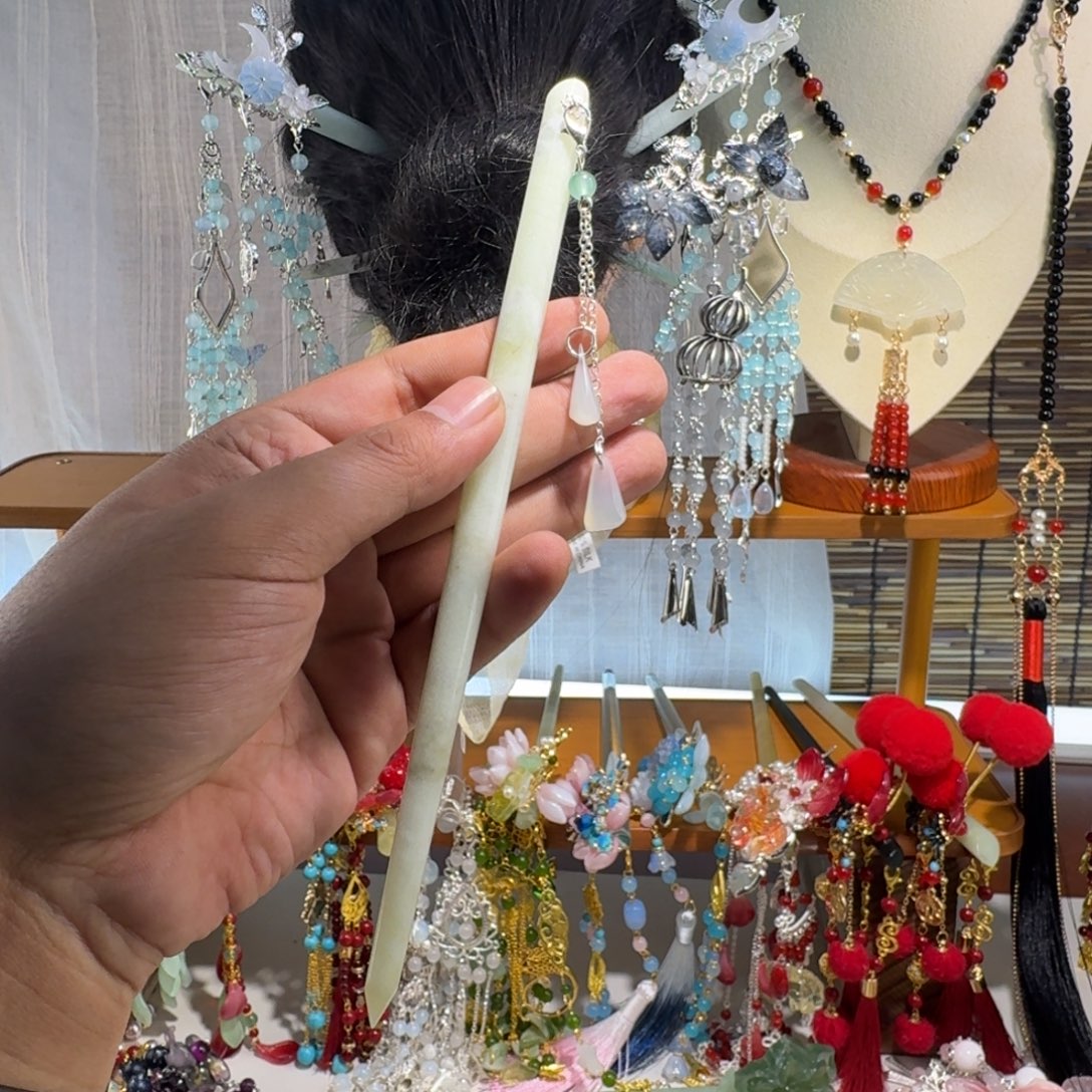 蛇纹石玉合金发饰