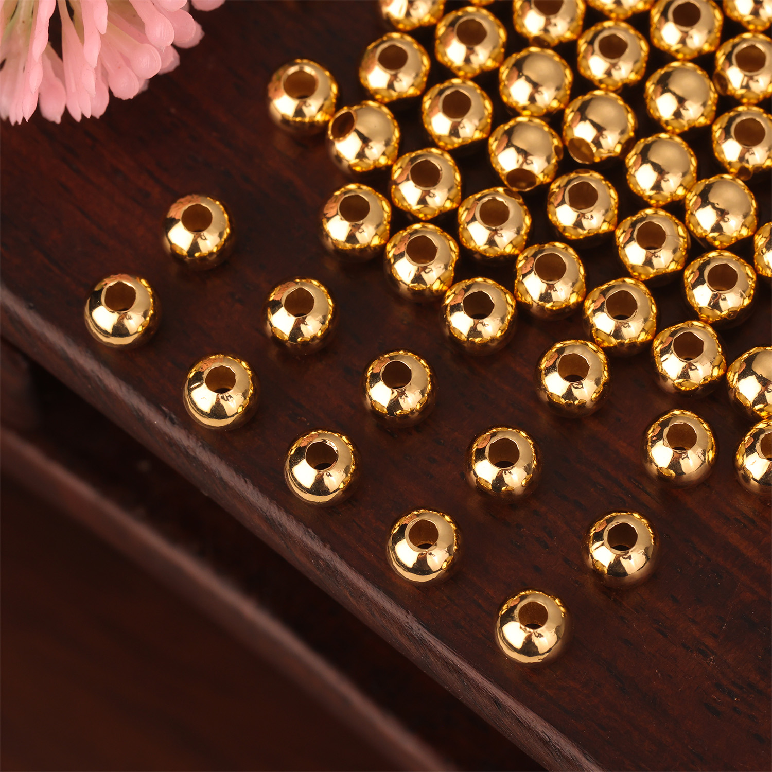 5颗！！【升级重版不变形！！】来福18k金3mm亮面小金珠小光珠-厂家直销