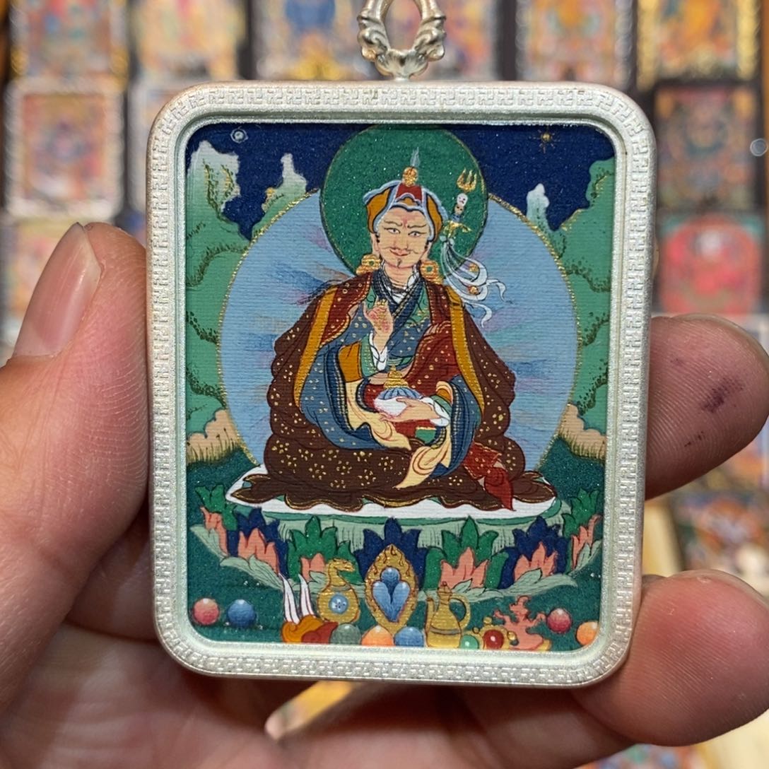 吊坠纯手绘唐卡莲师藏卡福利
