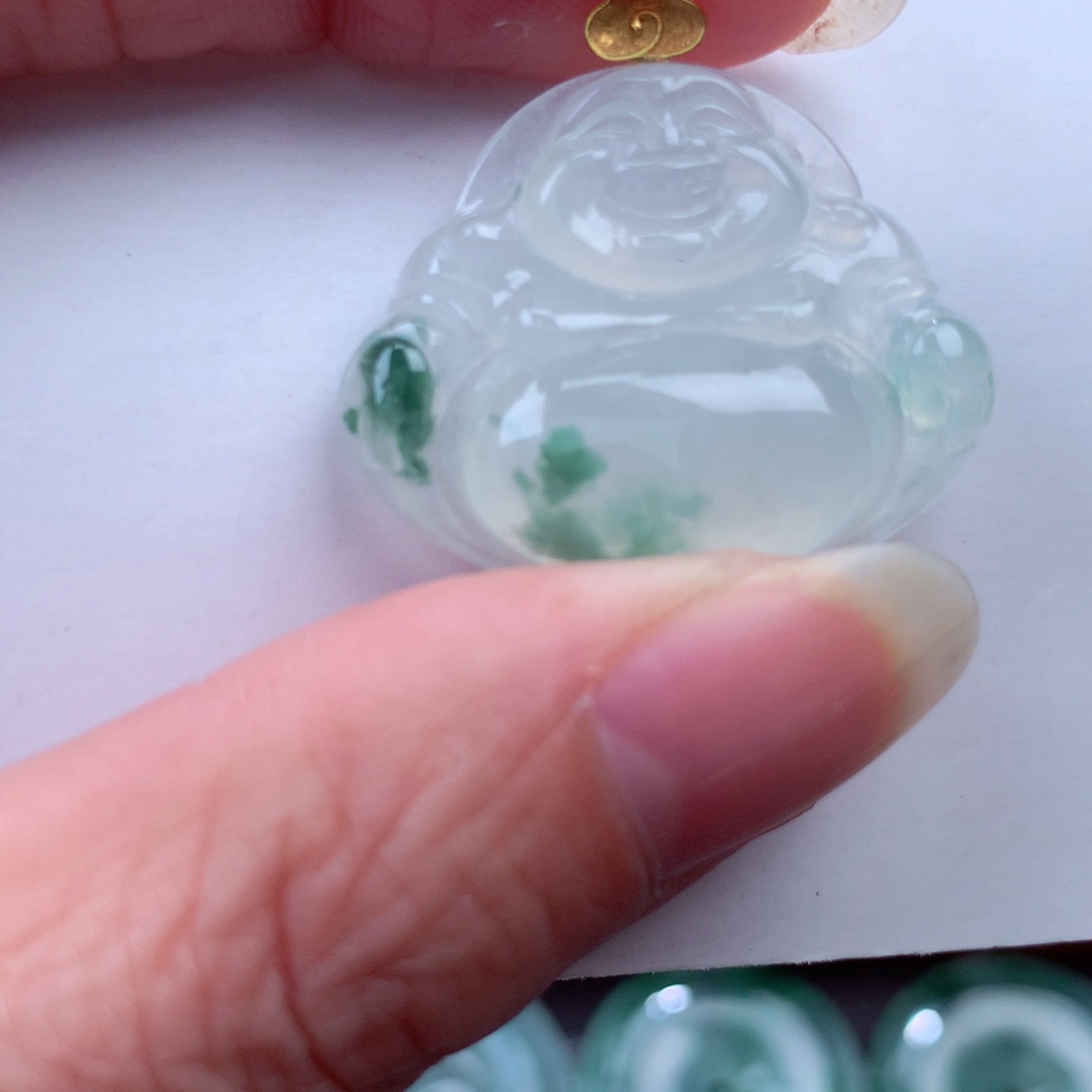 翡翠吊坠(不含链)18K金镶嵌