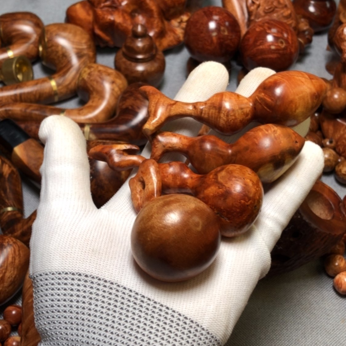 【闪购商品】木麻梨疙瘩火琉璃手把件