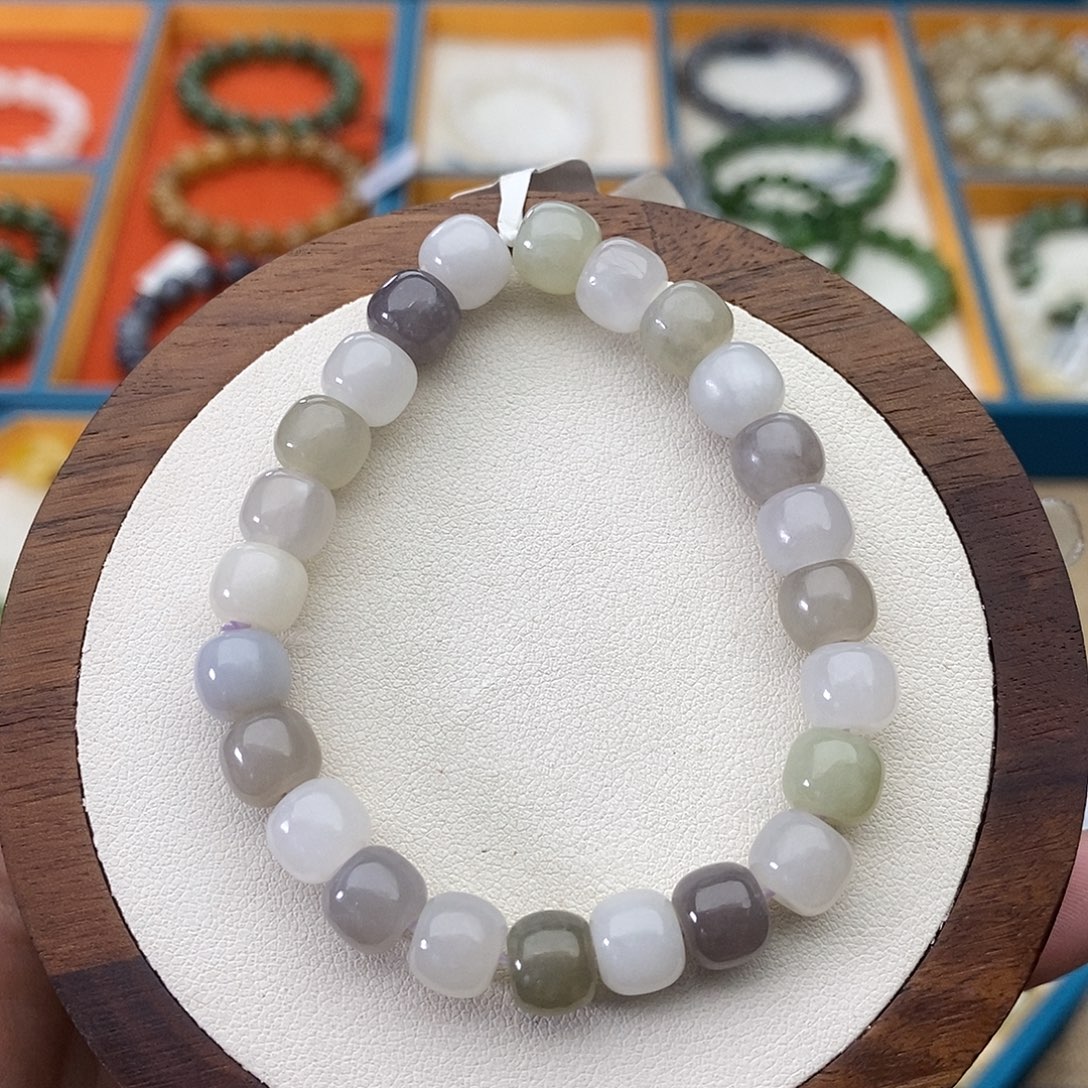 和田玉未镶嵌手串A5卡7×8