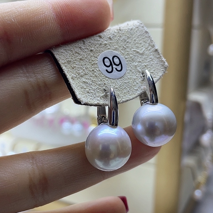淡水珍珠耳饰银S925镶嵌