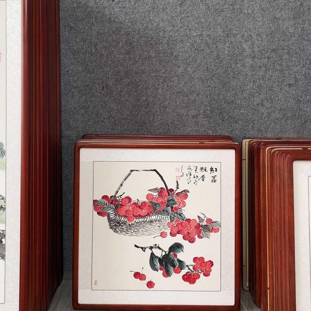 国画书画作品带框63×63