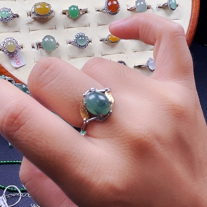 翡翠戒指银S925镶嵌
