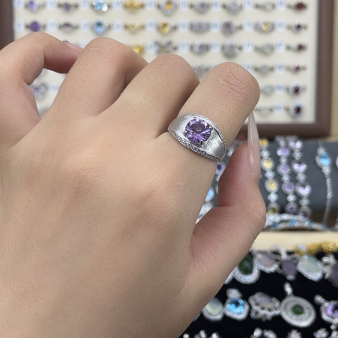 戒指银S925镶嵌紫晶