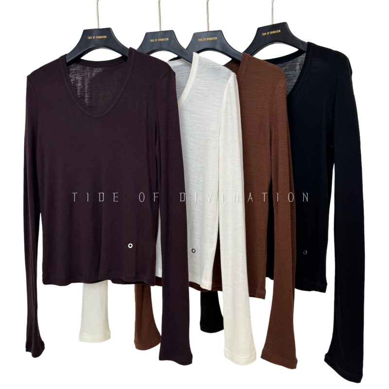 【MOJ】早秋V领羊毛长袖打底 内搭外穿 轻柔舒适微透感69号