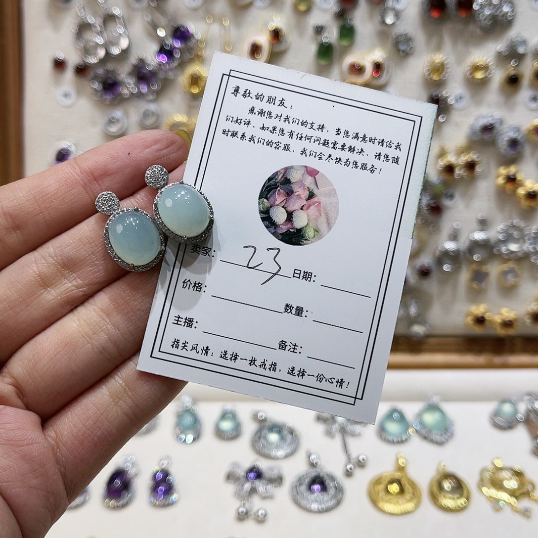 蛇纹石玉戒指银S925镶嵌戒指