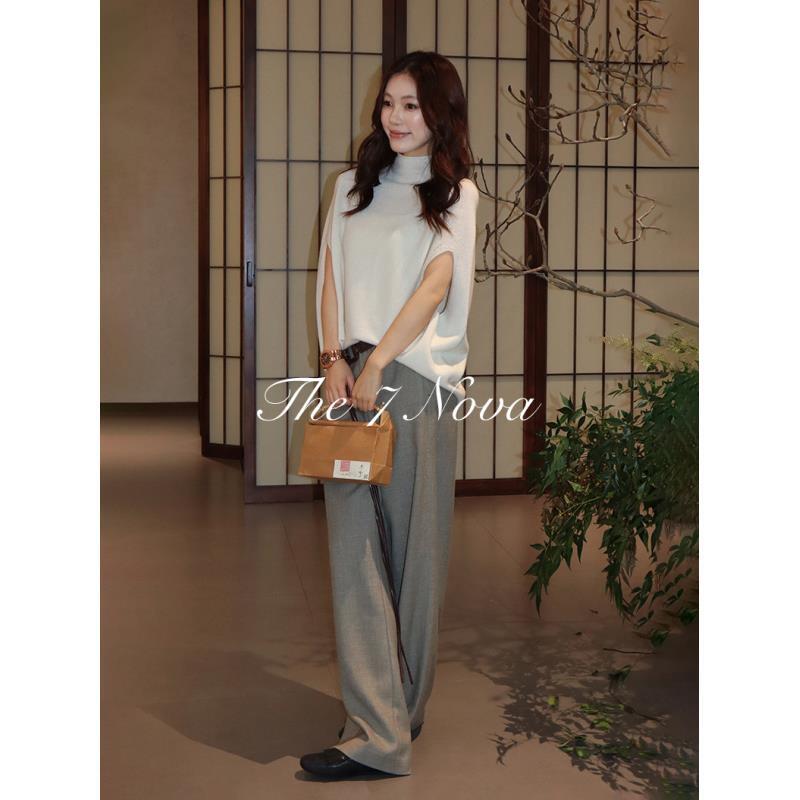 THE 7 NOVA『风度』25Fw浅卡其色百搭宽松显瘦休闲西装裤SGA4291
