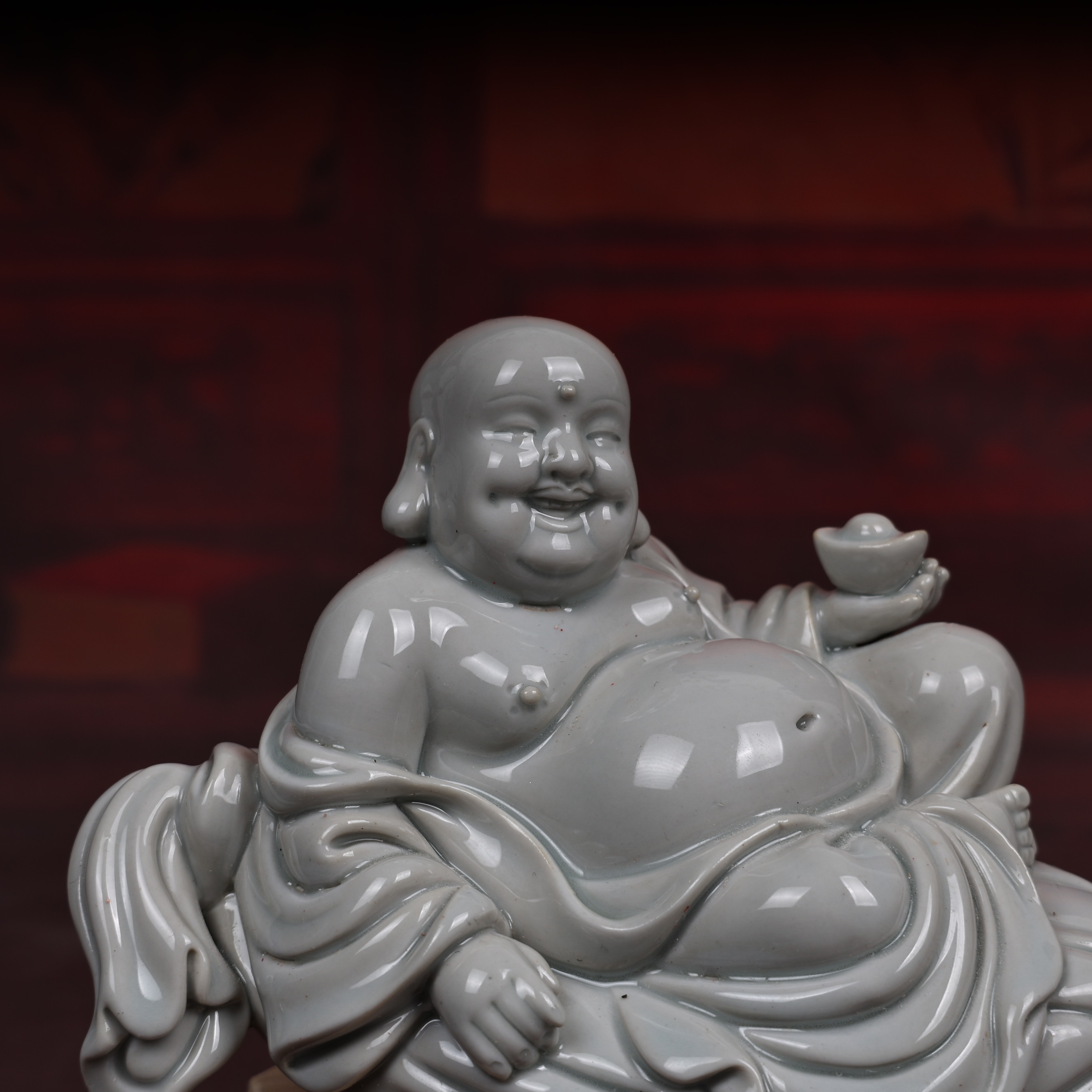 创意家居招财装饰品精工仿古手工拓印弥勒，重约一斤多重器