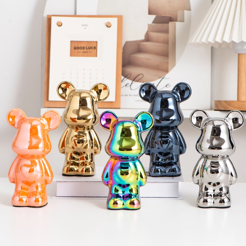 陶瓷电镀18cm爱心熊创意摆件客厅轻奢风乔迁送礼高档可爱简约玄关