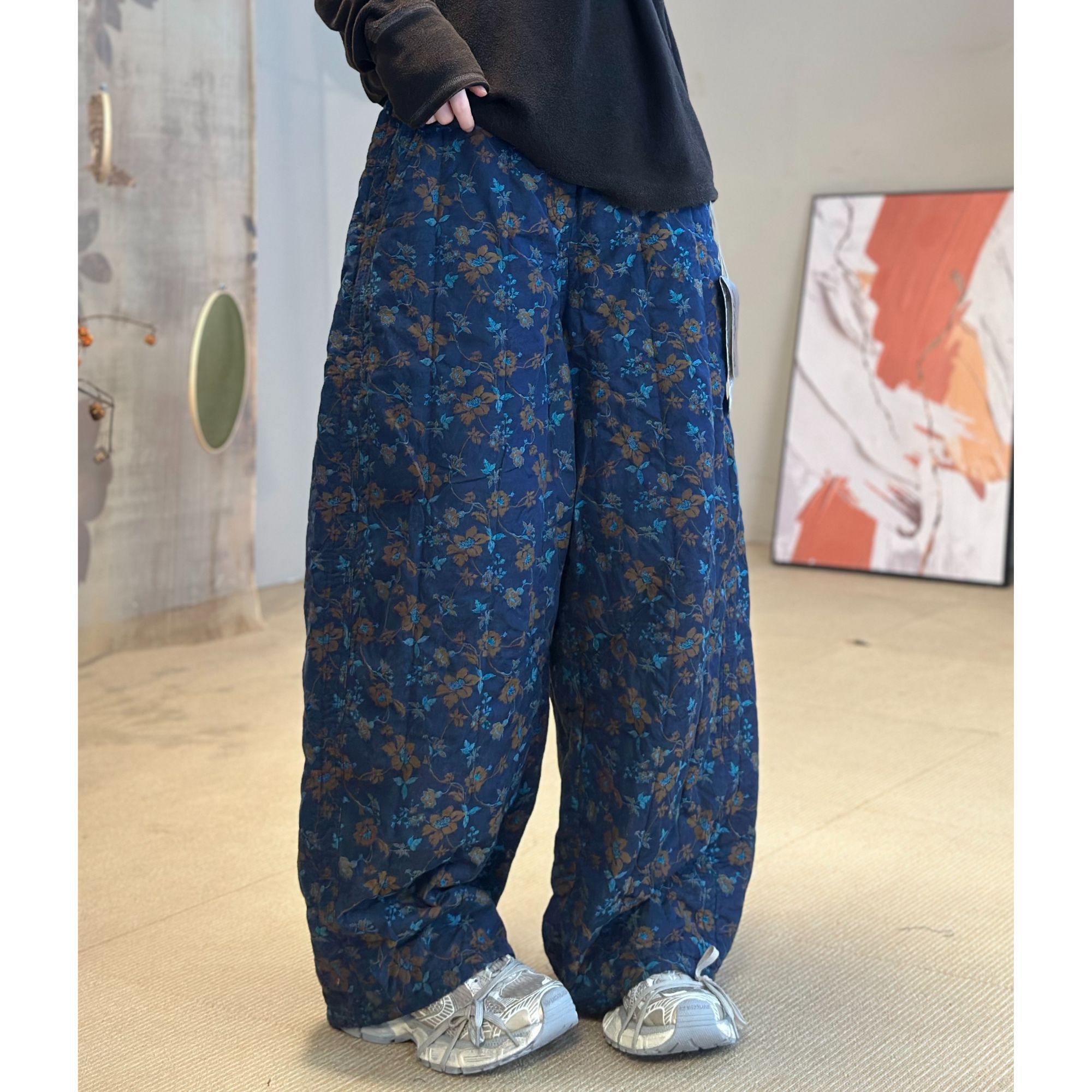 忆古朴拙251109色织成人提花棉裤直筒裤百搭阔腿裤宽松时尚休闲