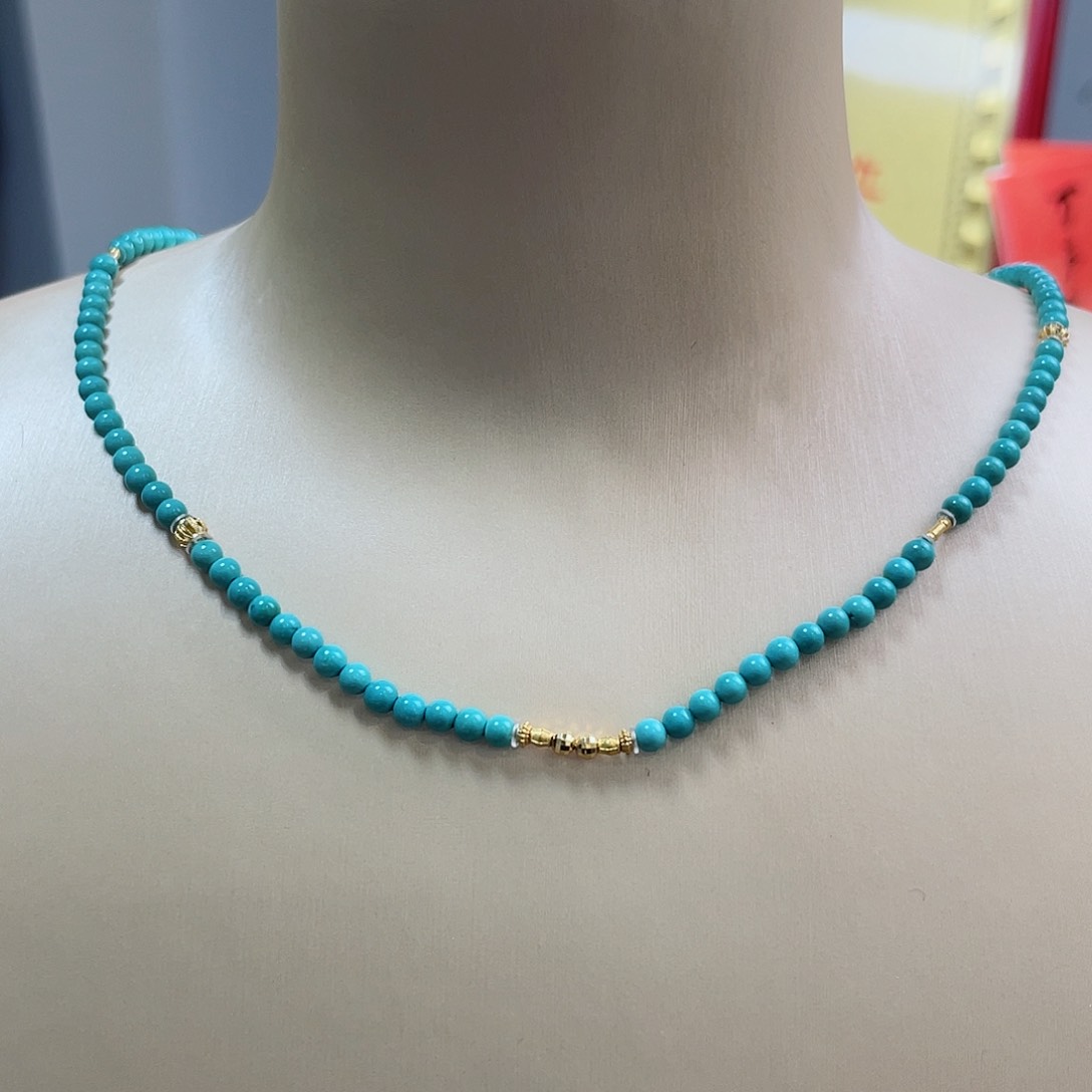 绿松石珠宝奇石18K金镶嵌