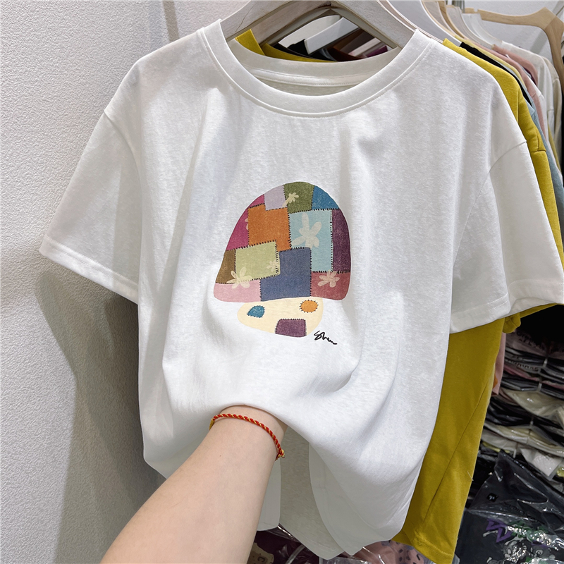 韩版雪花棉女装短袖t恤加大码胖mm夏季新款宽松显瘦遮肉上衣2