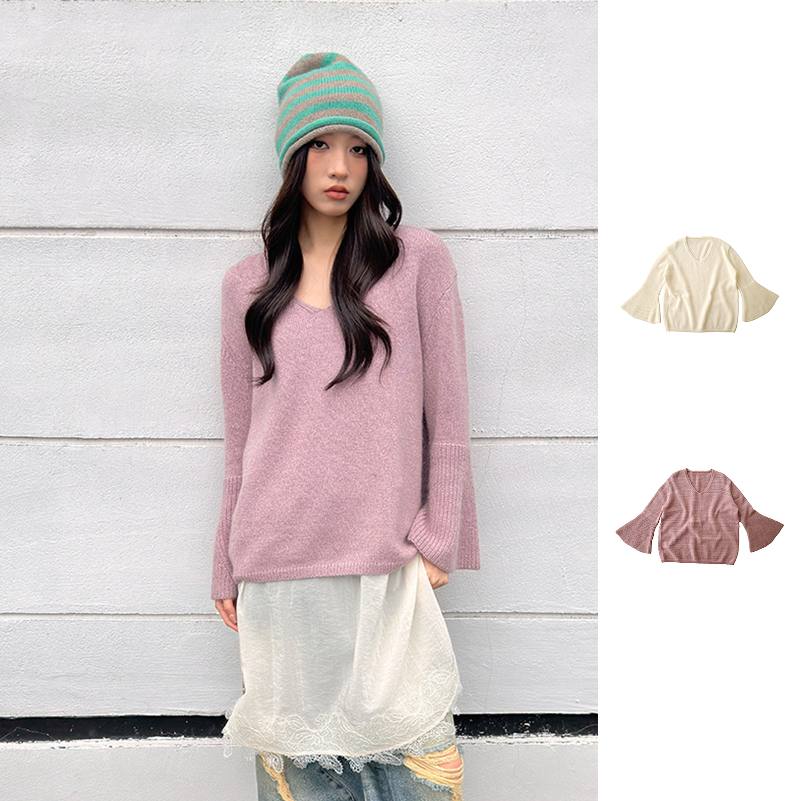 MANZANILLA 25冬季马海毛喇叭袖毛衫 GoGoBuyer买手店 DY5M32141