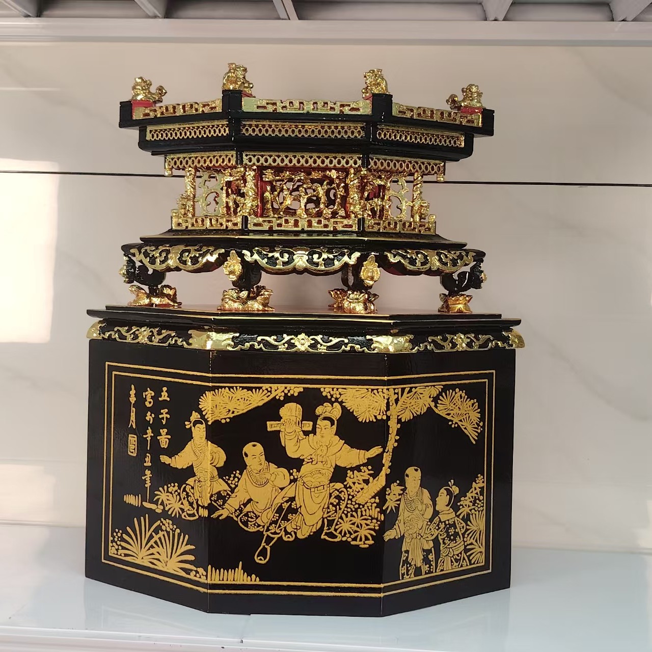 潮汕摆桌手工工艺木雕供果盘装盒架古董文玩收藏品