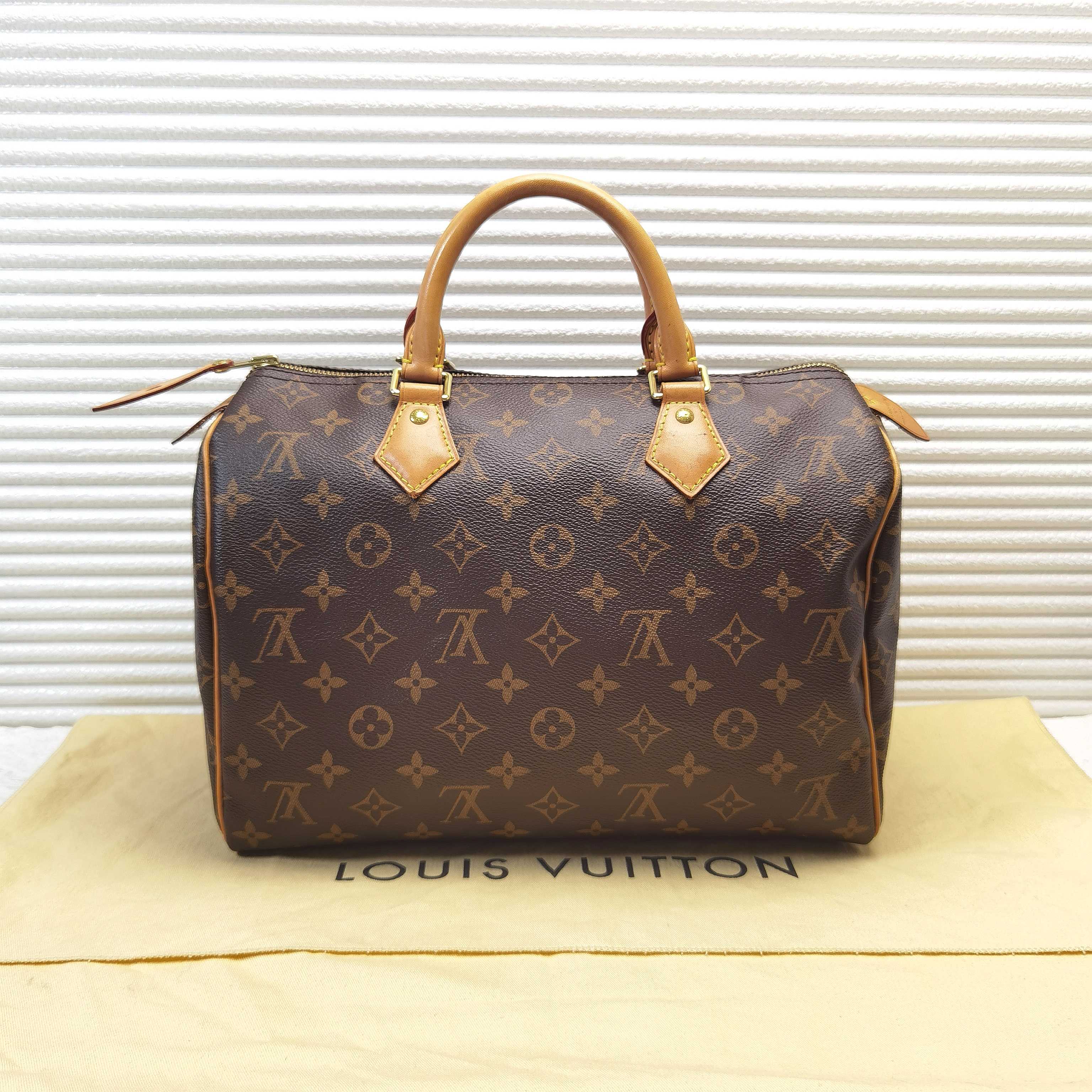95新 LouisVuitton/路易威登 speedy30老花枕头包手提包斜挎包