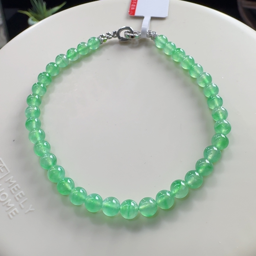 未镶嵌手链翡翠炸光木纳阳绿单圈4.6mm