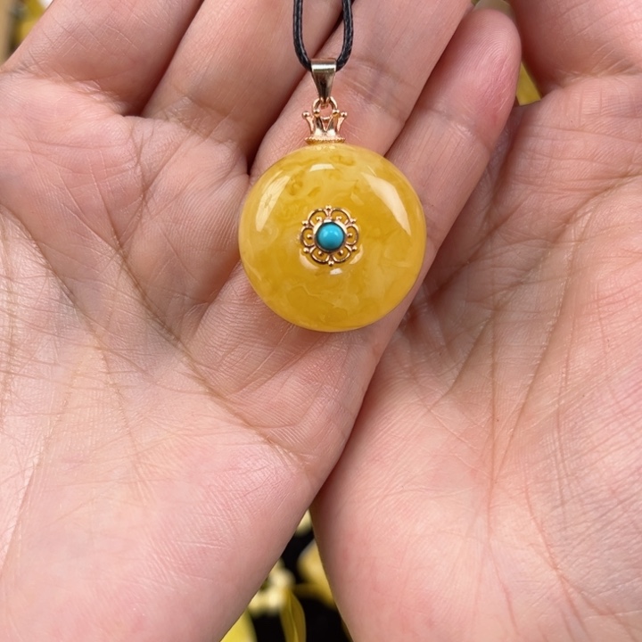 琥珀珠宝奇石银S925镶嵌琥珀