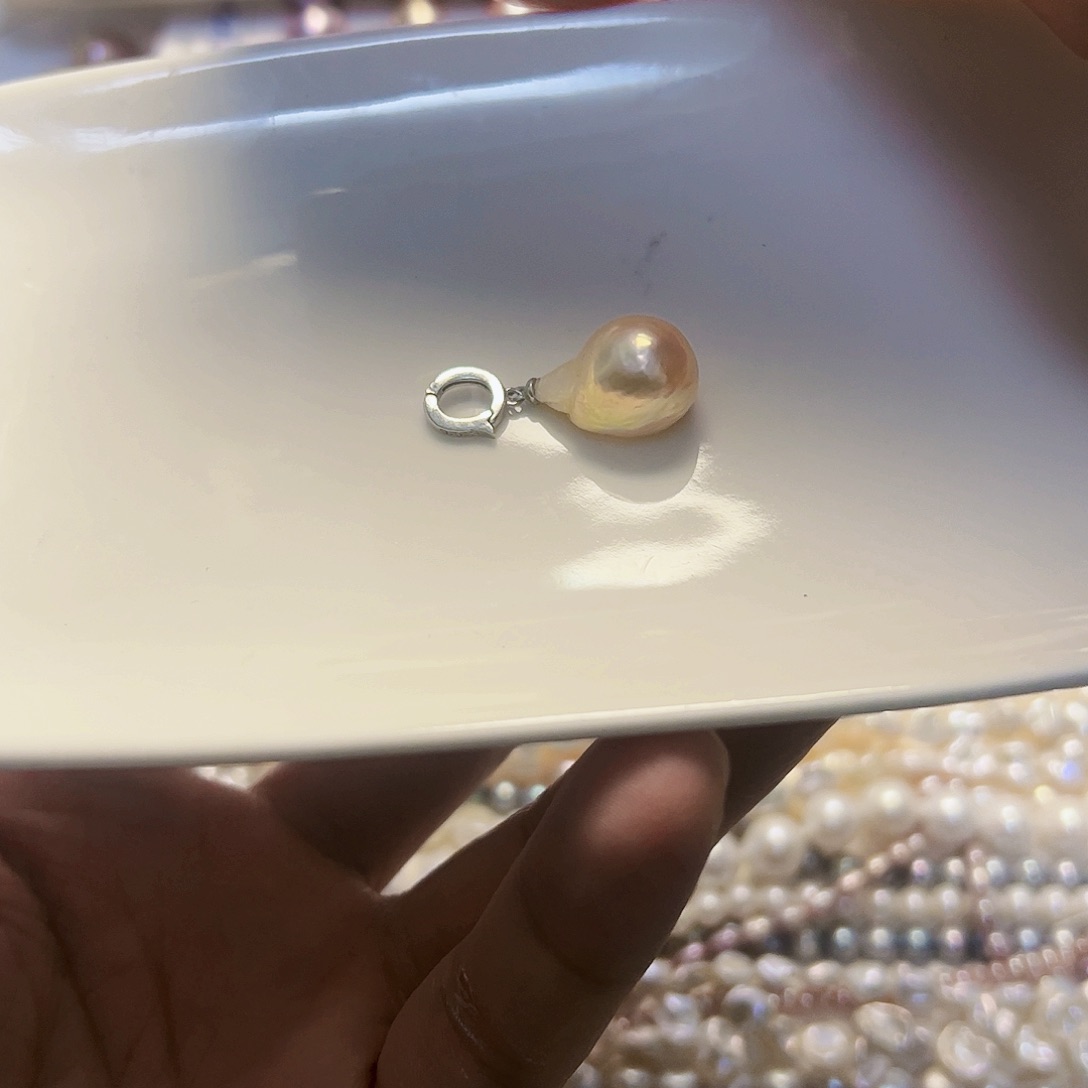 淡水珍珠吊坠(不含链)银S925镶嵌