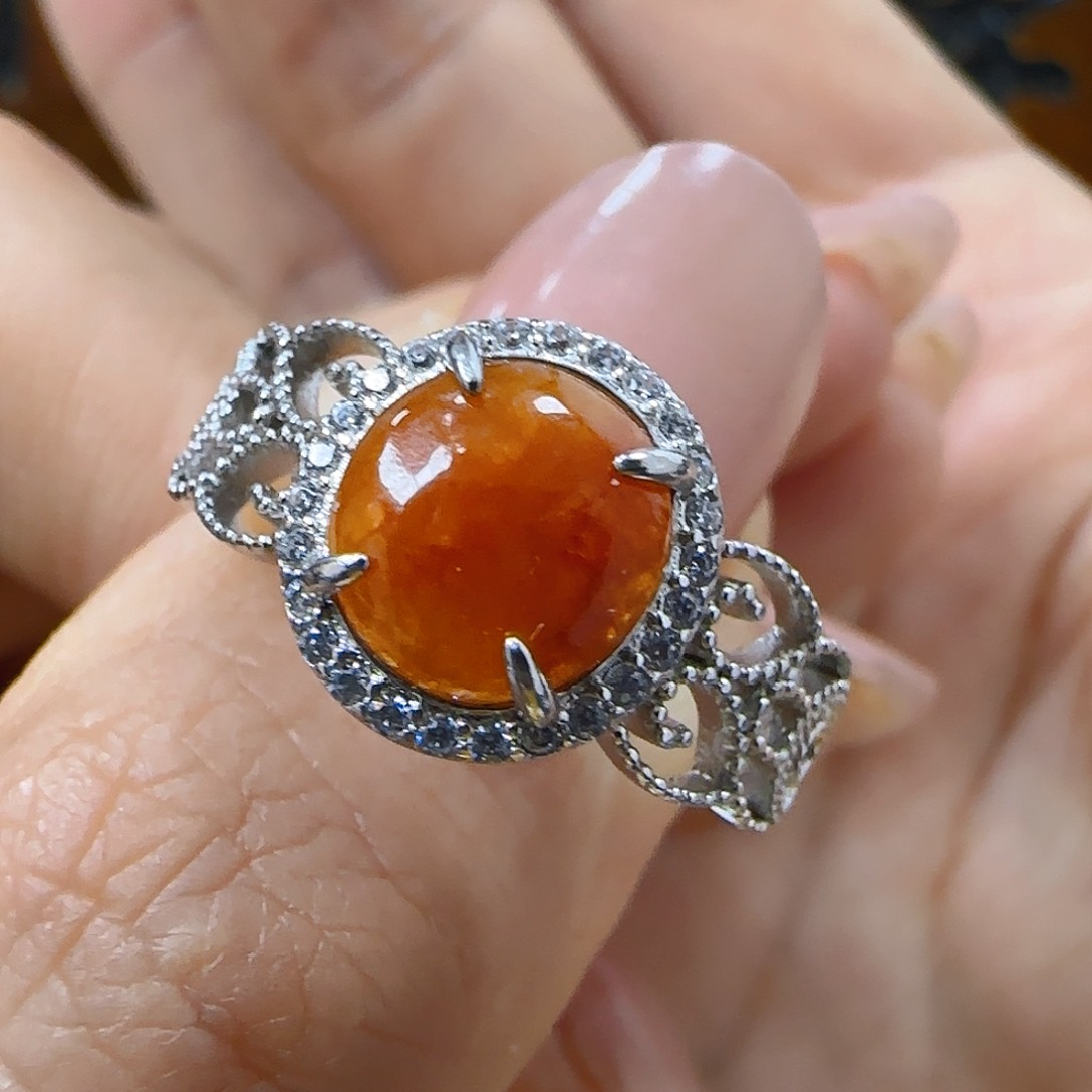 翡翠戒指银S925镶嵌翡翠50