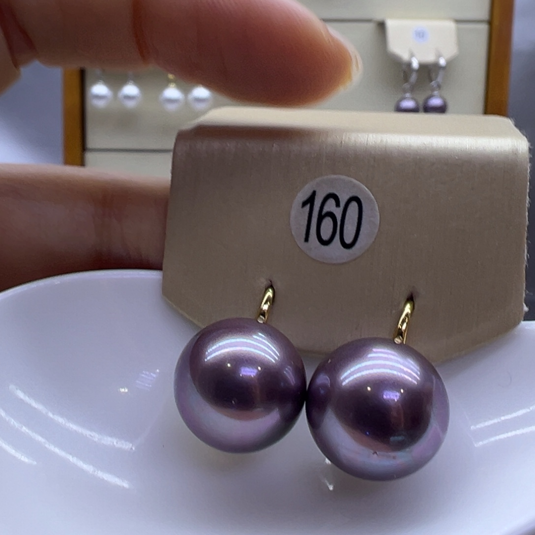 耳饰银S925镶嵌淡水珍珠