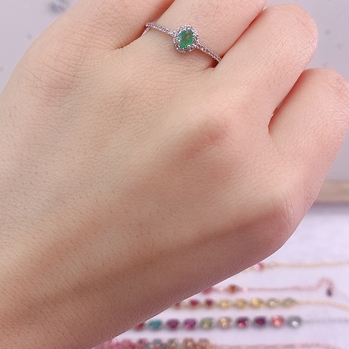 祖母绿戒指银S925镶嵌