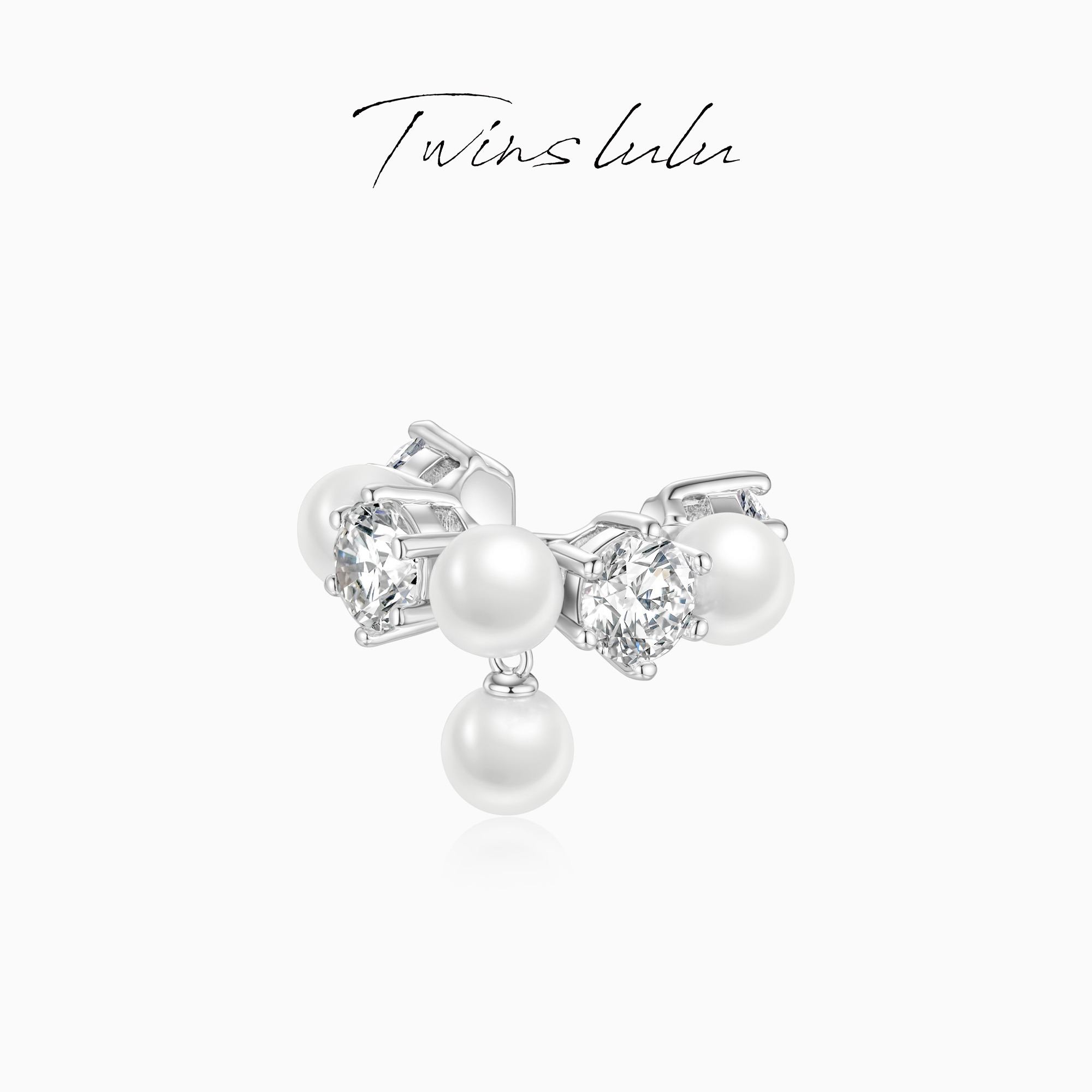 铜合金合成锆石耳饰 TWINS LULU 【珠韵】高级感珠珠耳骨夹TSL3102