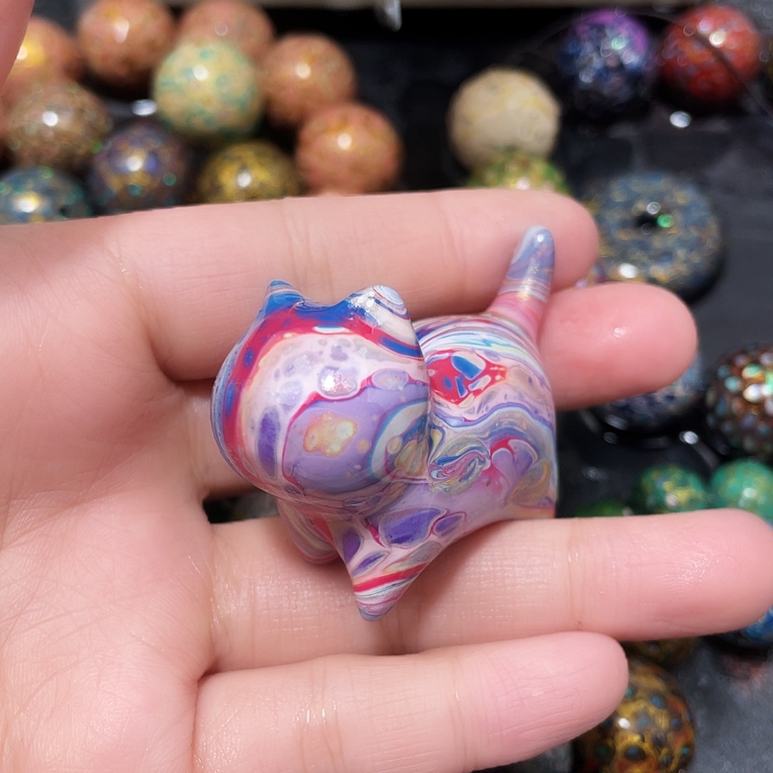 漂猫 粉紫 摆件 一只猫