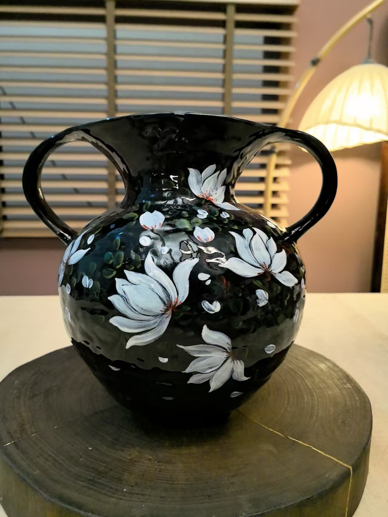 655-高23口径16宽20 景德镇手工艺术陶瓷花瓶高级感家居油画彩绘