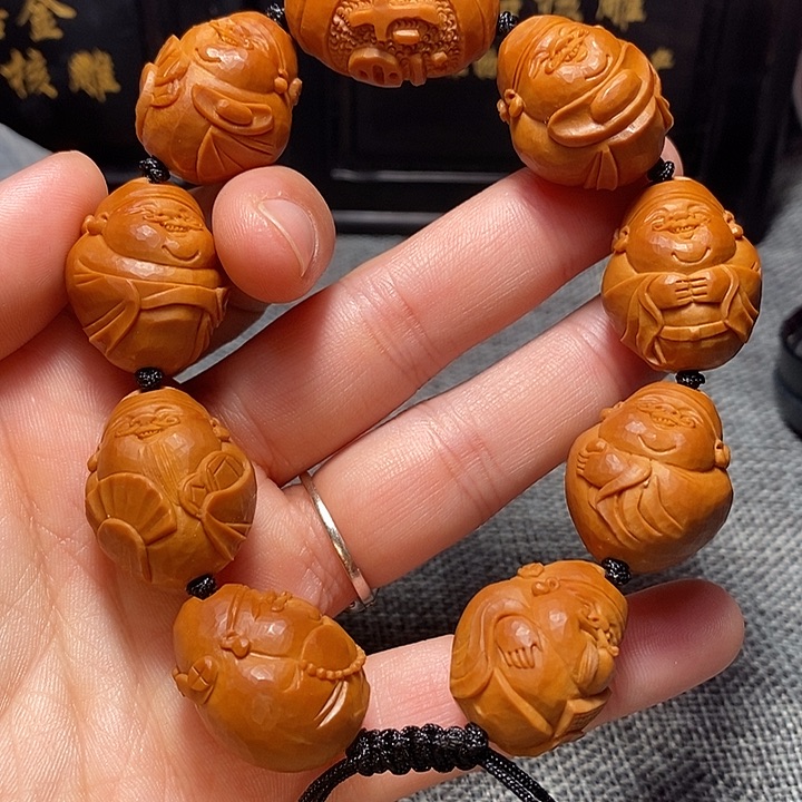 橄榄核手串/手链八宝财神 宽2.0 铁核