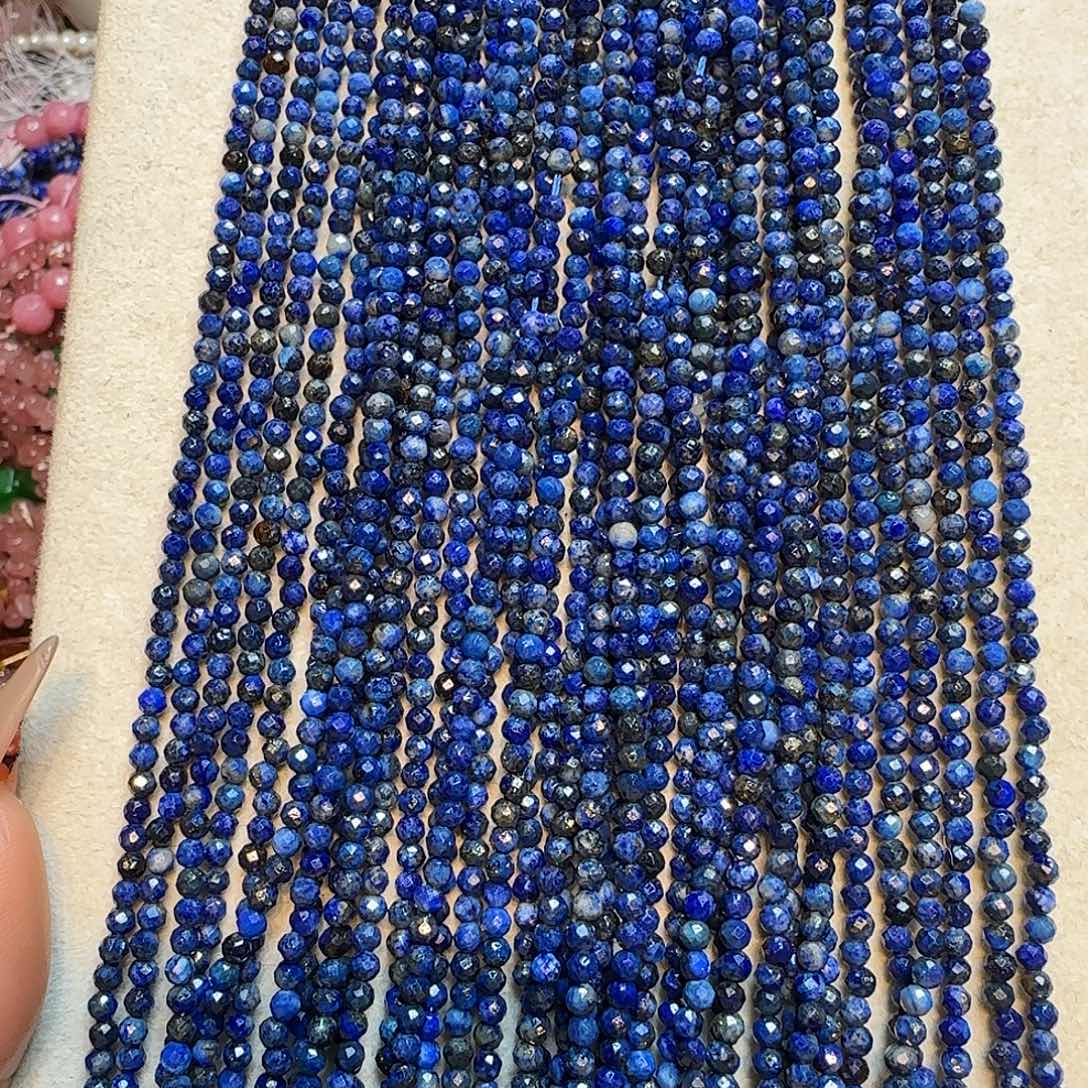 玛瑙/玉髓未镶嵌珠宝半成品天然切面青金3mm一条