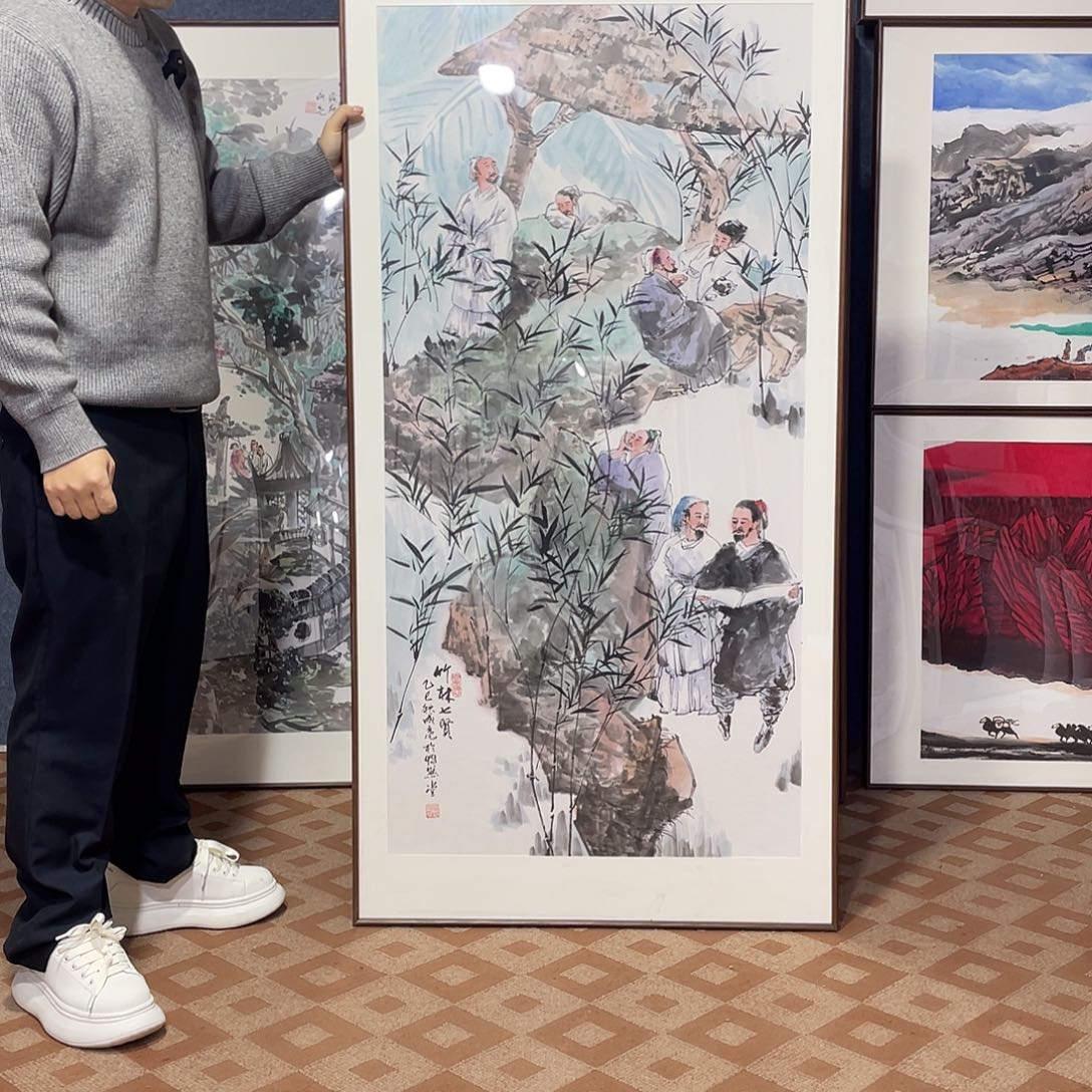 国画手绘画作品带框80/160