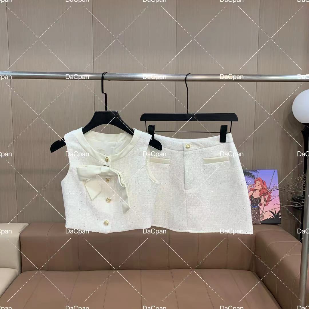 DACPAN-“罗马假日”重工小香风套装 马甲+短裙 2025/盼·PP 3120