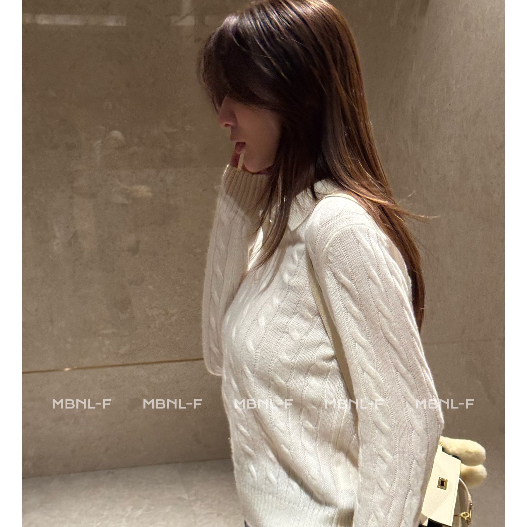 MBNL-F”经典劳伦POLO“ 山羊绒羊毛定织麻花毛衣 秦磊XM-XMY8052