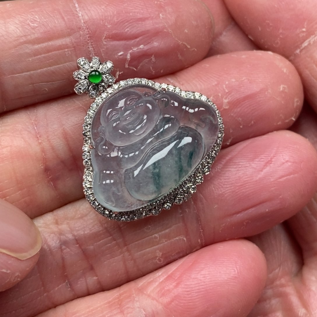 翡翠颈饰18K金镶嵌佛公